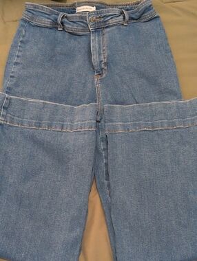 Avec Les Filles By Anthropology Light Blue Wide-Leg Jeans with Panel Detail